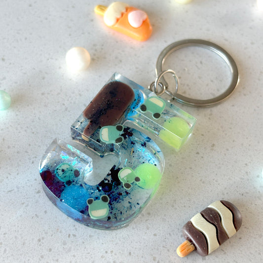 "Ice Cream Sundae" personalized keyring in any letter or number
