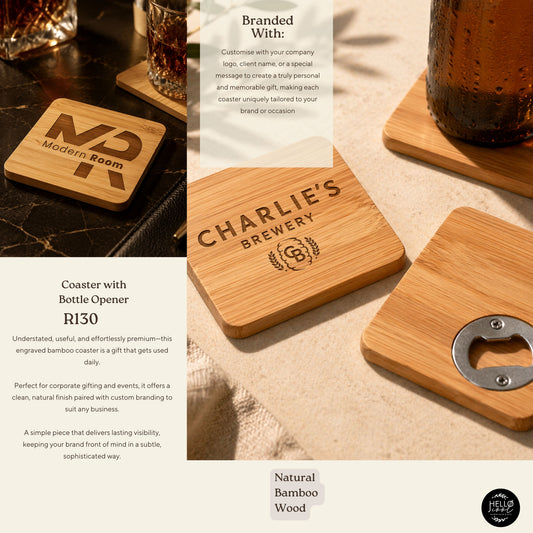 Logo Engraved Coaster with Bottle Opener