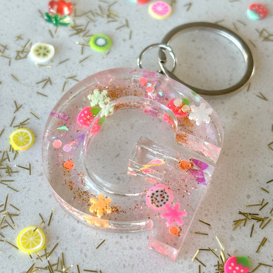 "Sprinkle Me Pretty" personalized keyring in any letter or number
