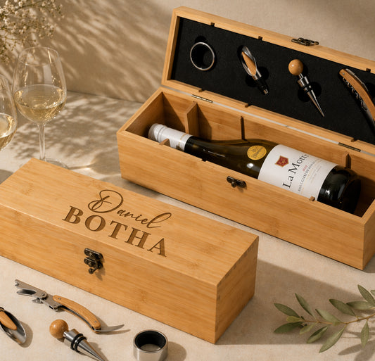 Personalized Luxury Bamboo Wine Gift Set