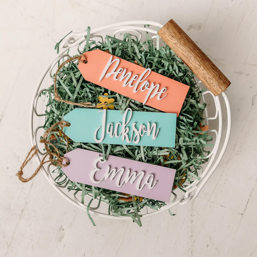 Personalized Wooden or Acrylic Name Tag with twine