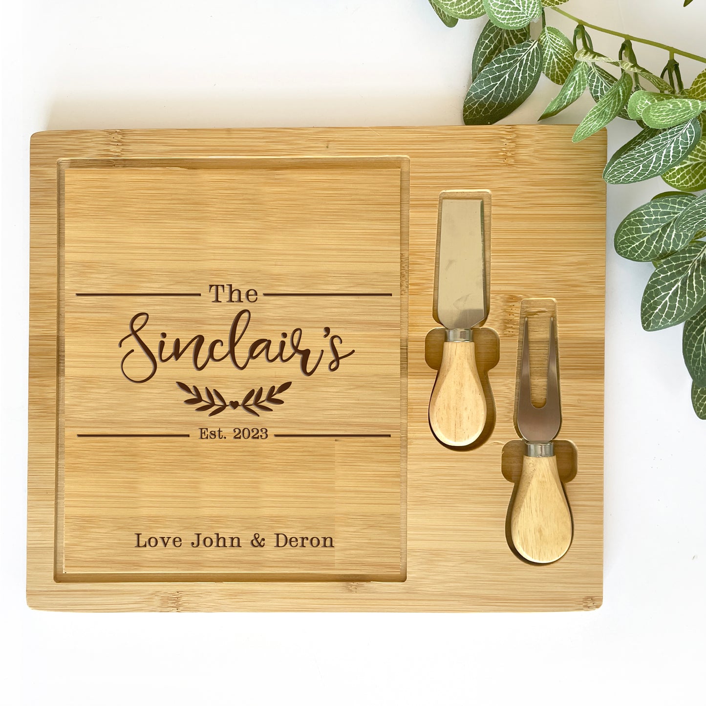 Personalised Cheese Board Set Engraved With Any Surname, Personalised Cutting Board