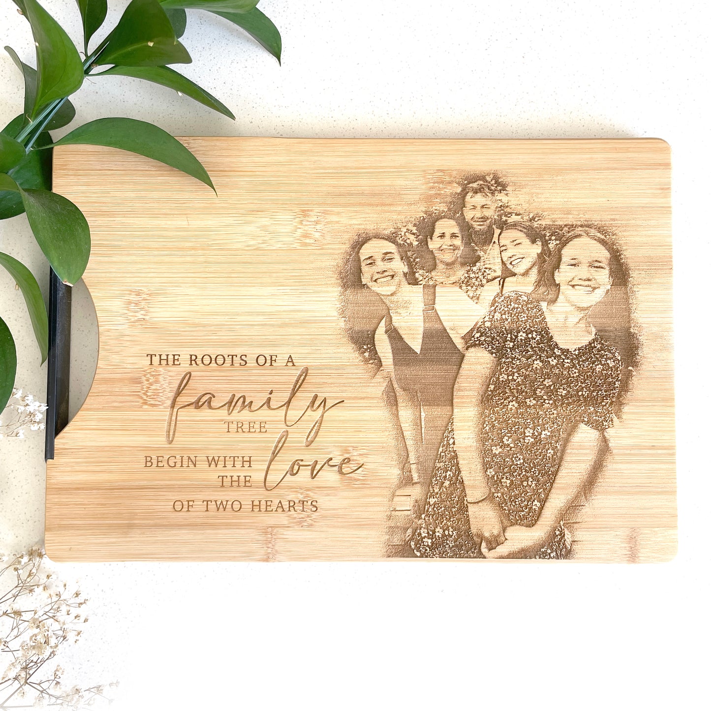 "Root of a Family" photo engraved personalised cutting board