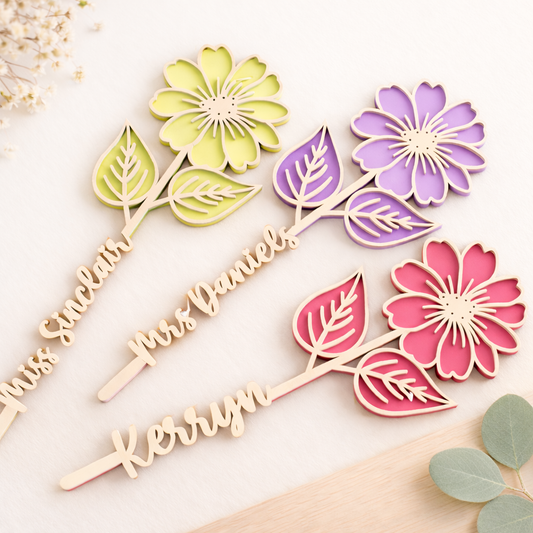 Personalised Wooden Flower Teacher Gift