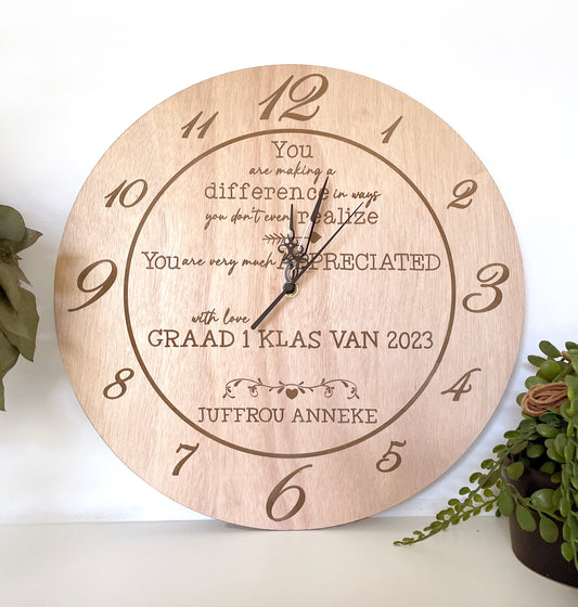 Teacher Appreciation Engraved Clock