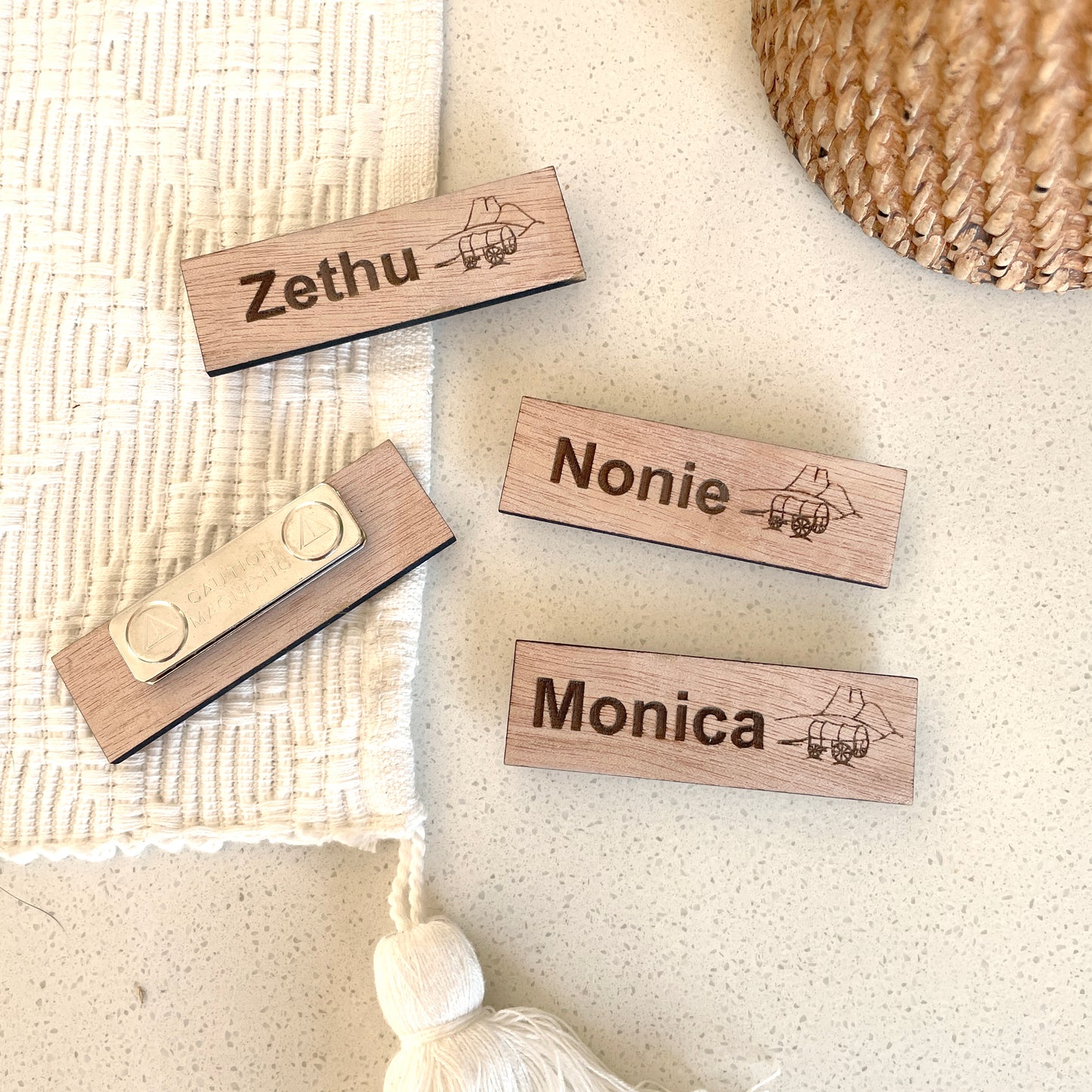 Personalized Engraved Wooden Name Badges