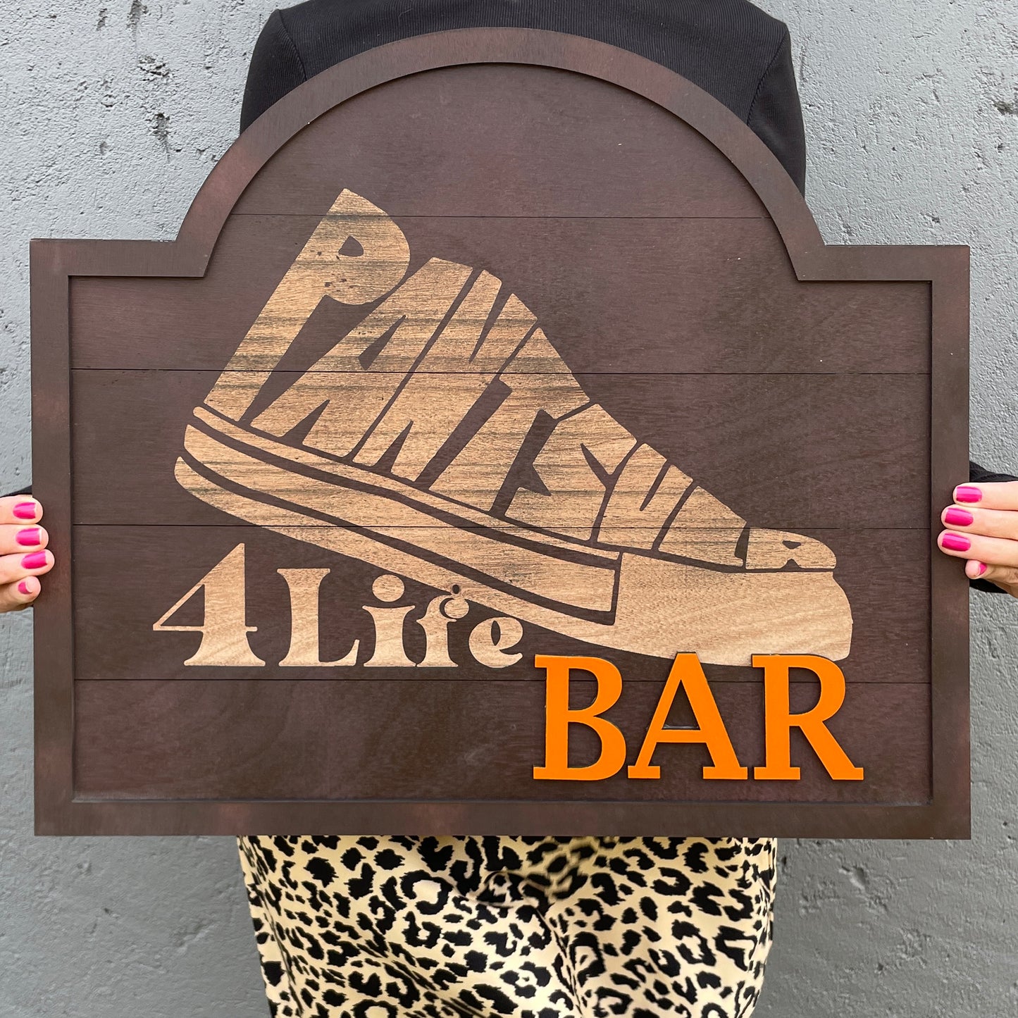 Logo engraved and slatted wooden Bar Sign