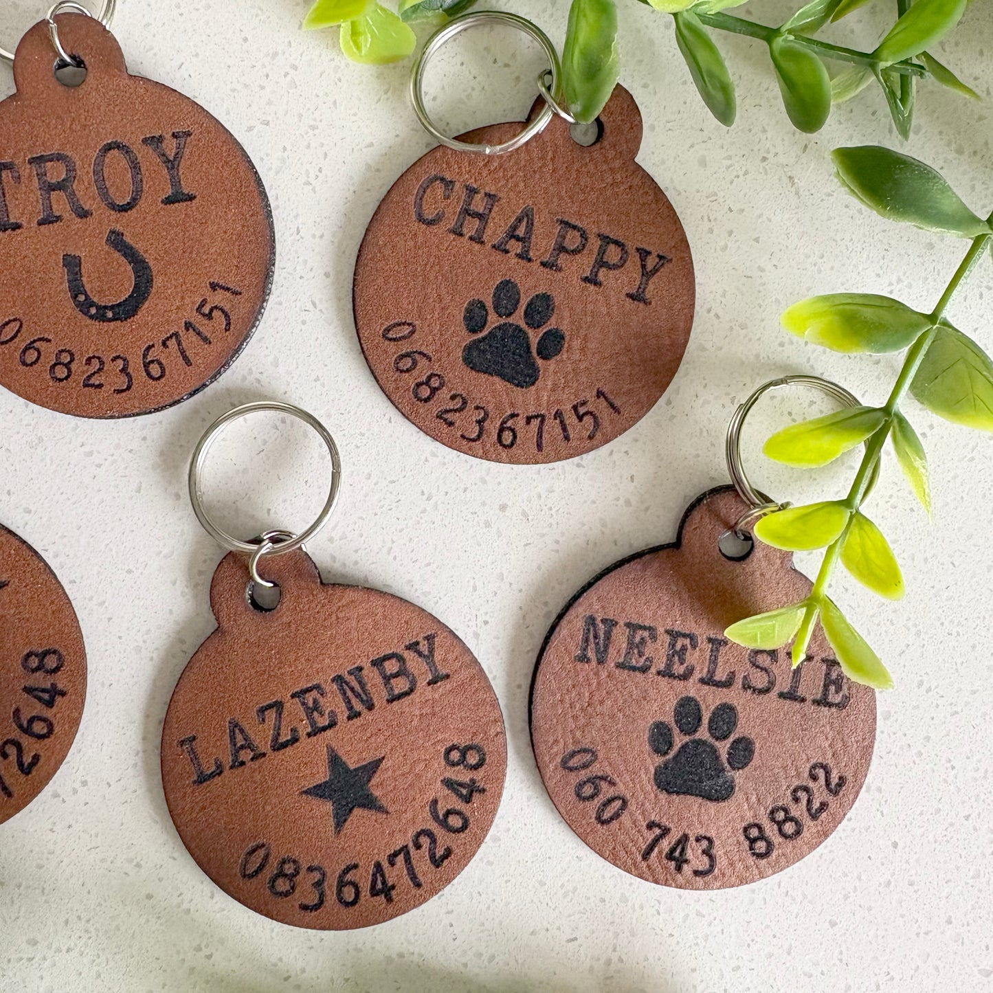 Leather Engraved Personalized Dog Tags