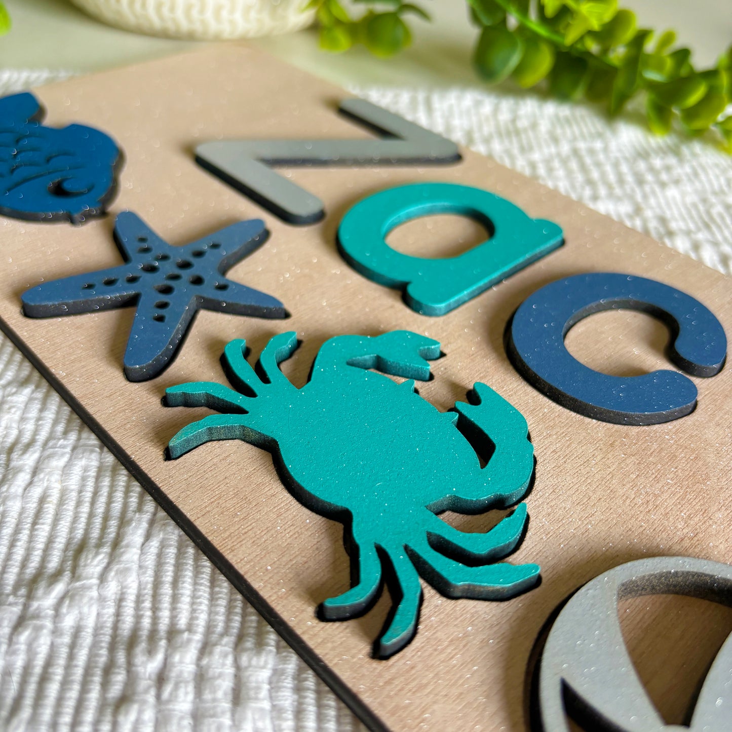 Personalised Fish & Beach Name and Theme Wooden Puzzle