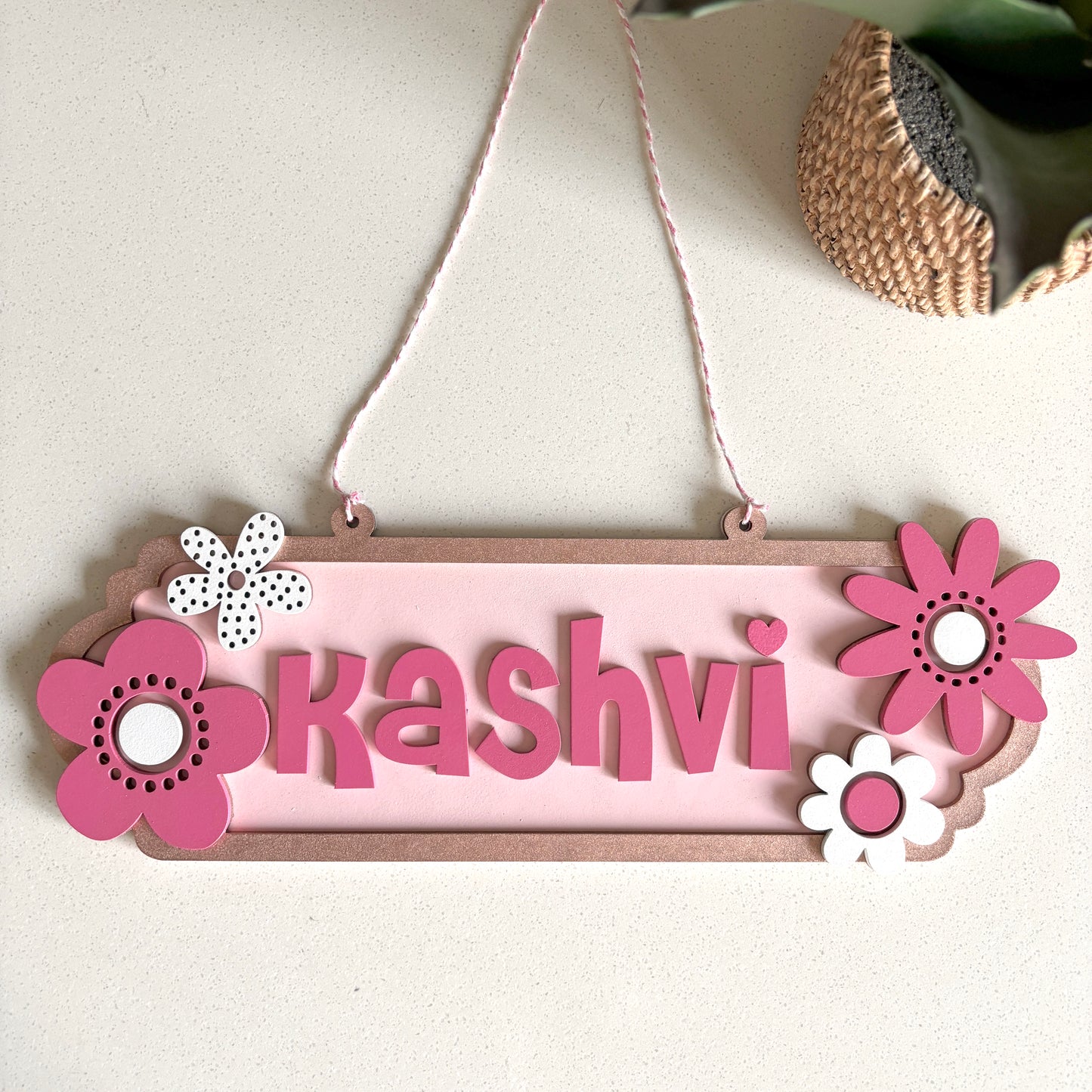 Flower themed personalised Door Hanger