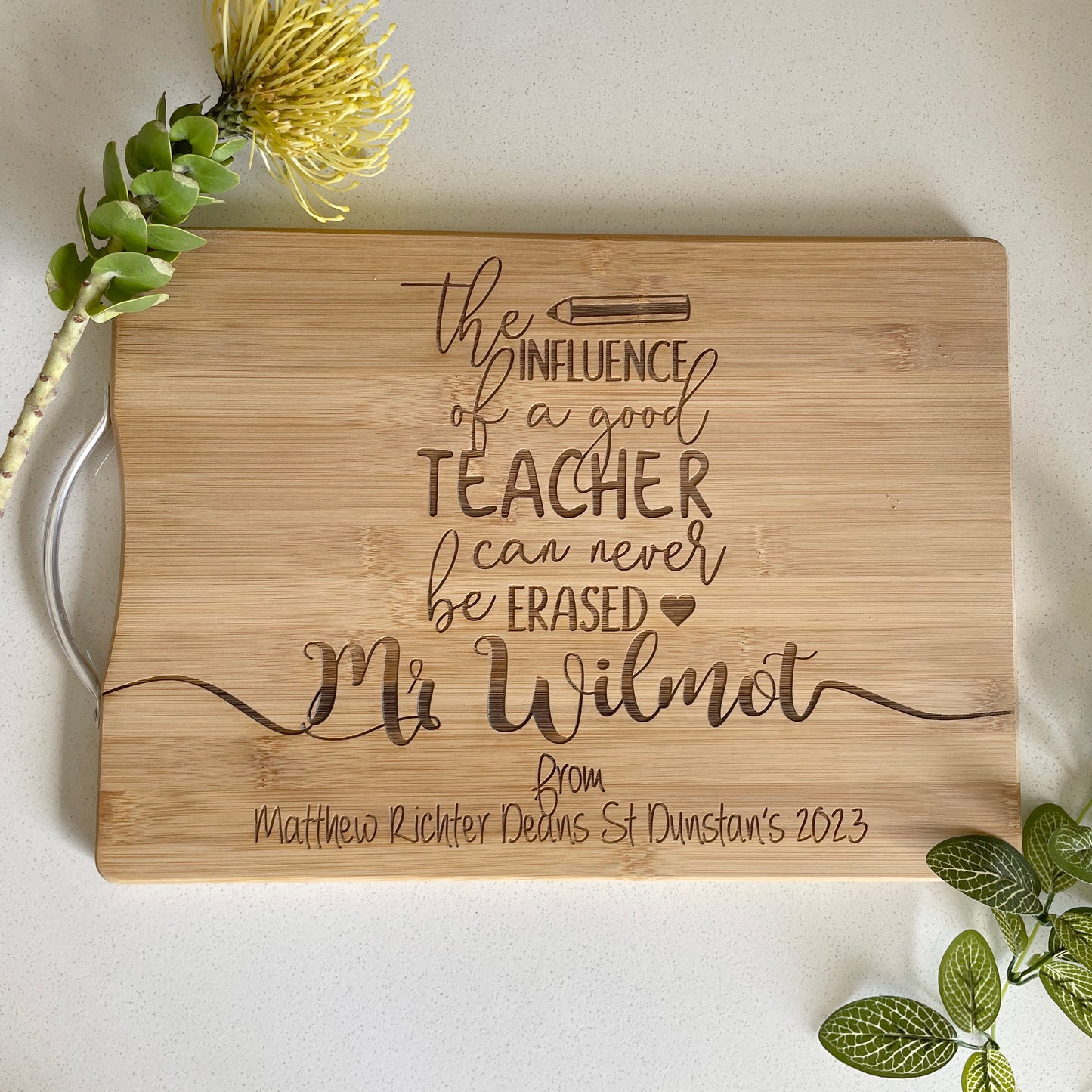 A great teacher personalised engraved cutting board