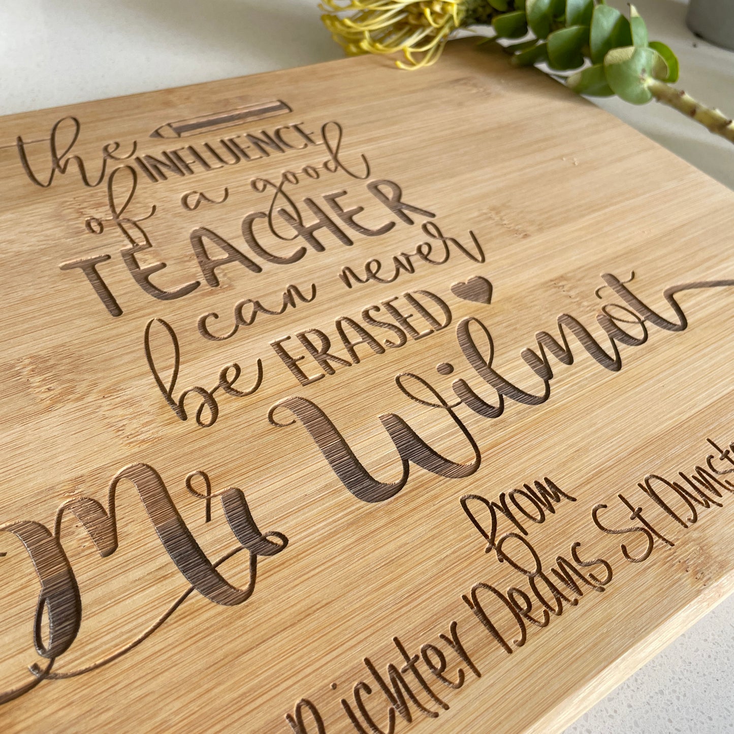 A great teacher personalised engraved cutting board