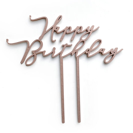 Happy Birthday wooden cake topper
