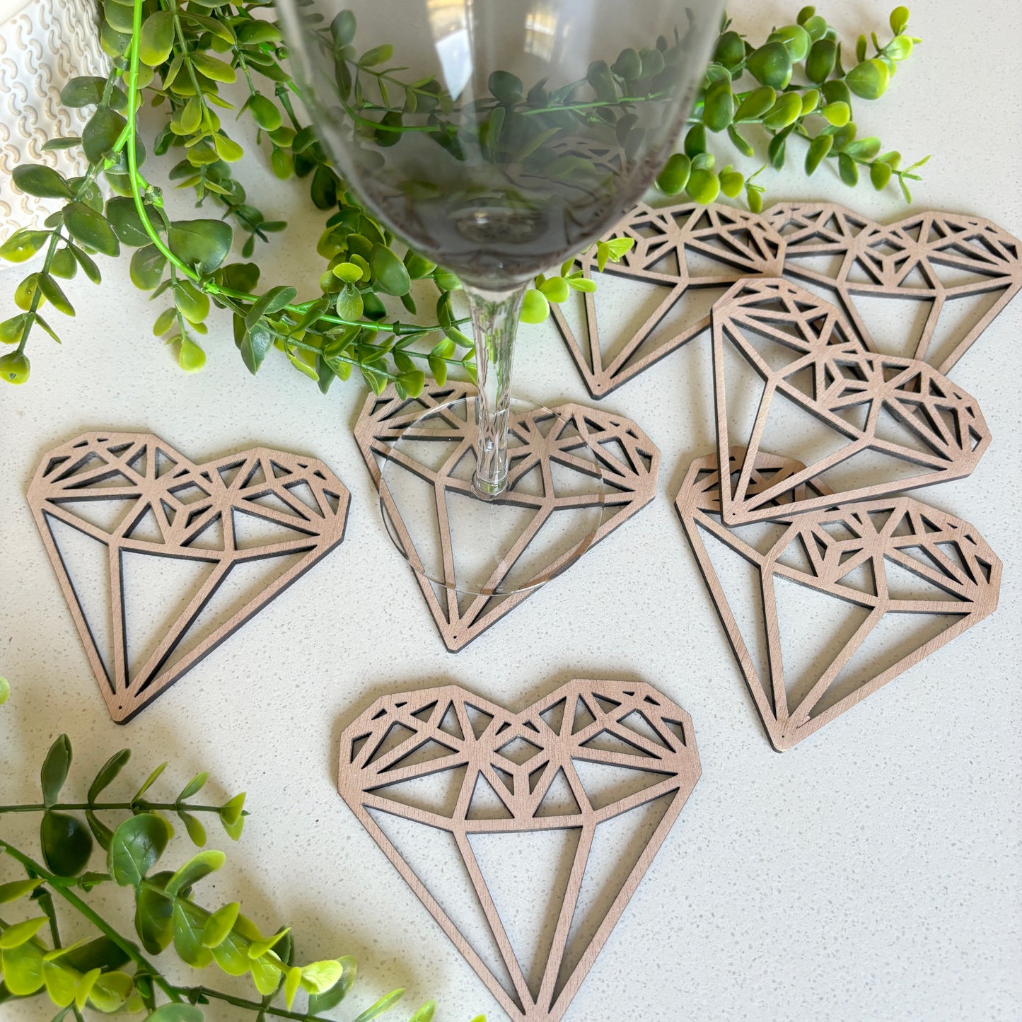 Lasercut Wooden Heart Coasters