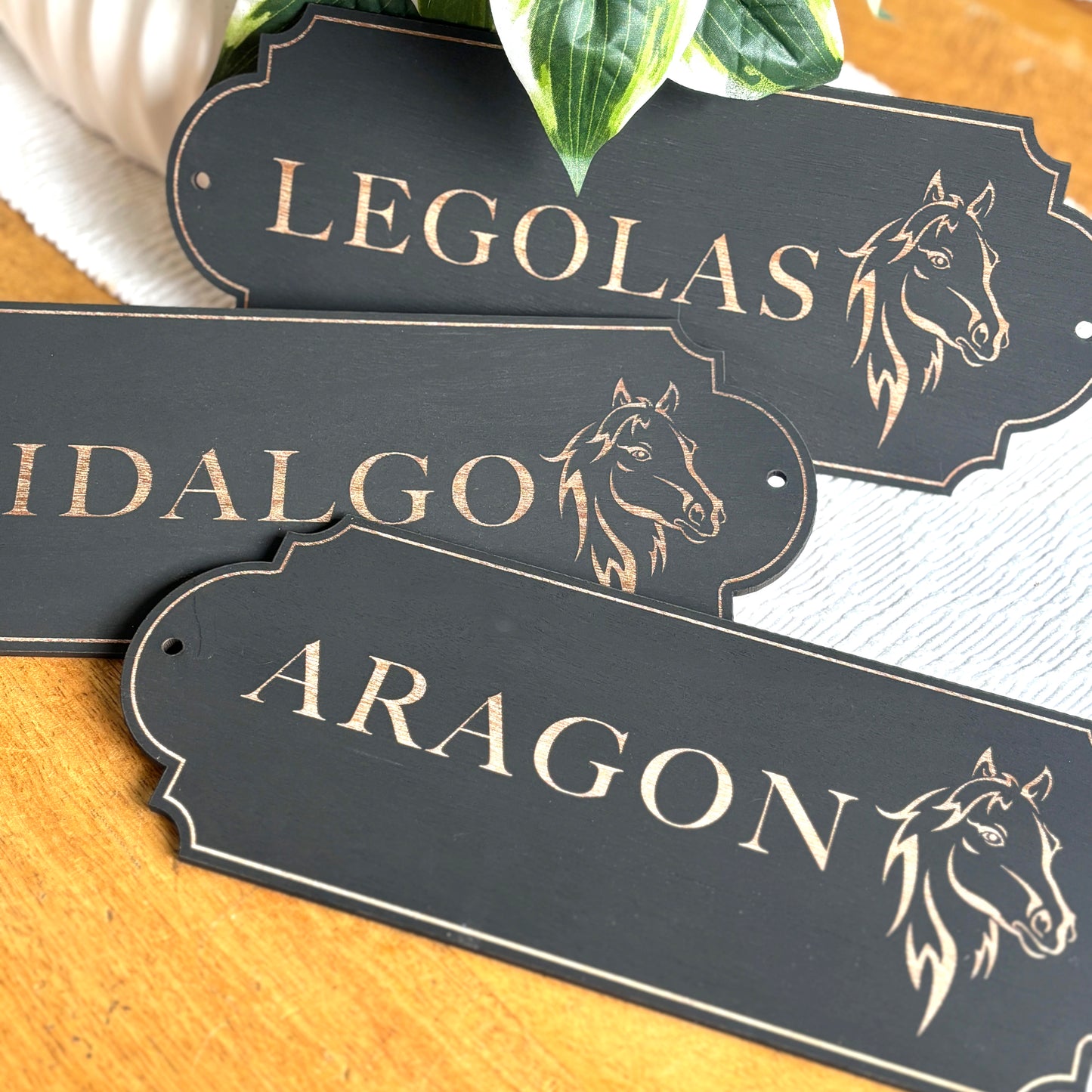 Personalized Horse Name Sign, Equestrian Stable Plaque - Black