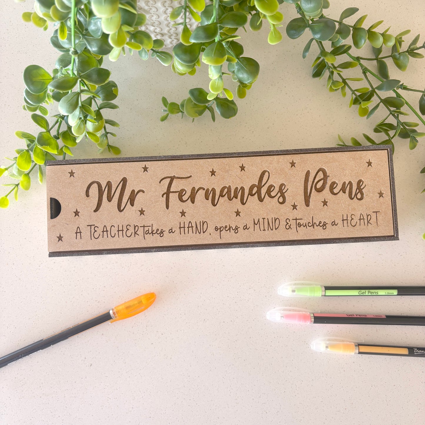 Engraved Pencil Box personalised with the teachers name