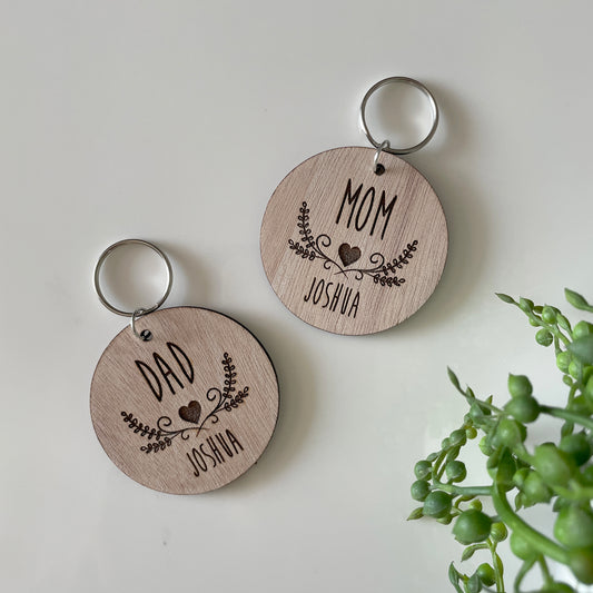 Personalised engraved wreath Keyring