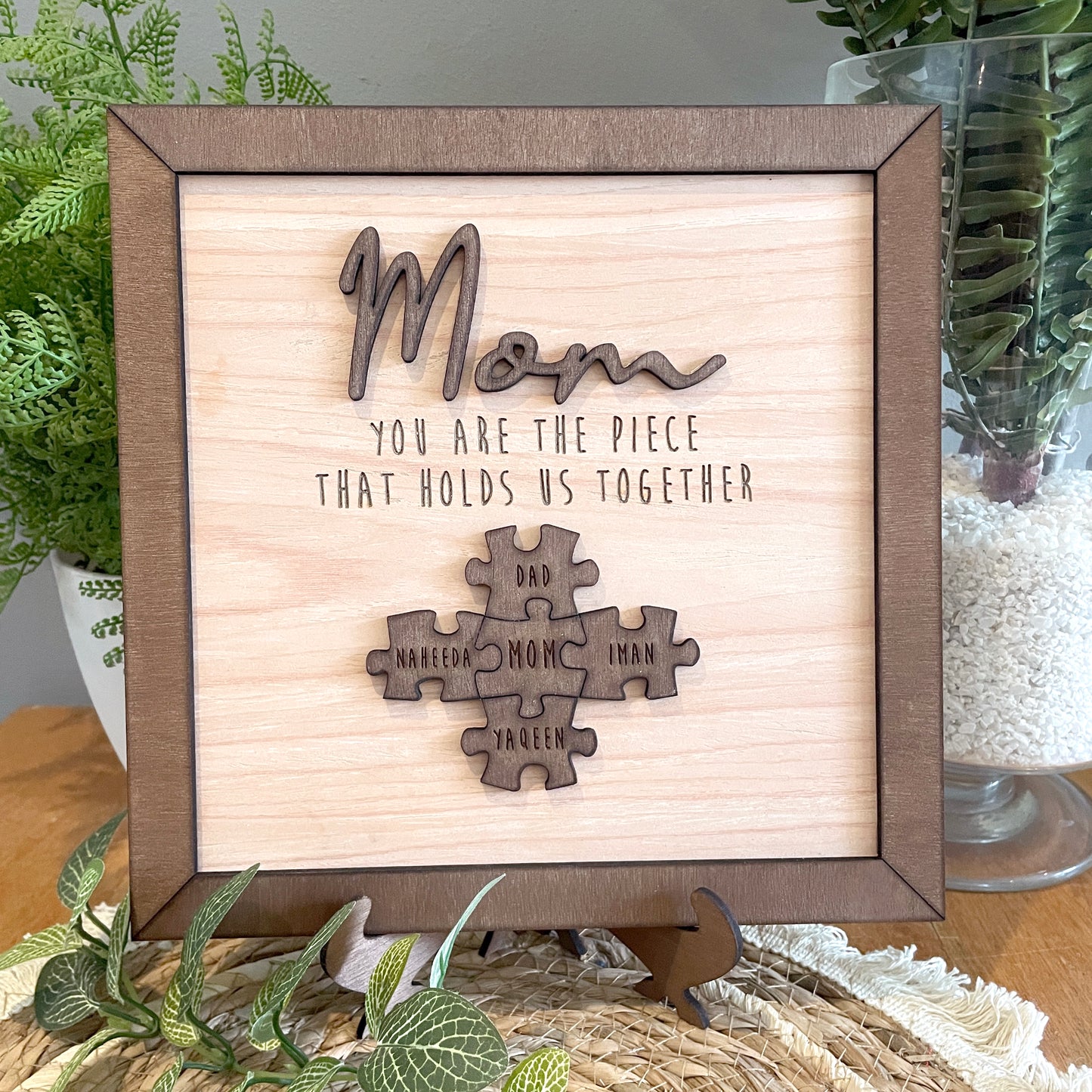 Personalised Mom "You Are The Piece That Holds Us Together" Puzzle Plaque