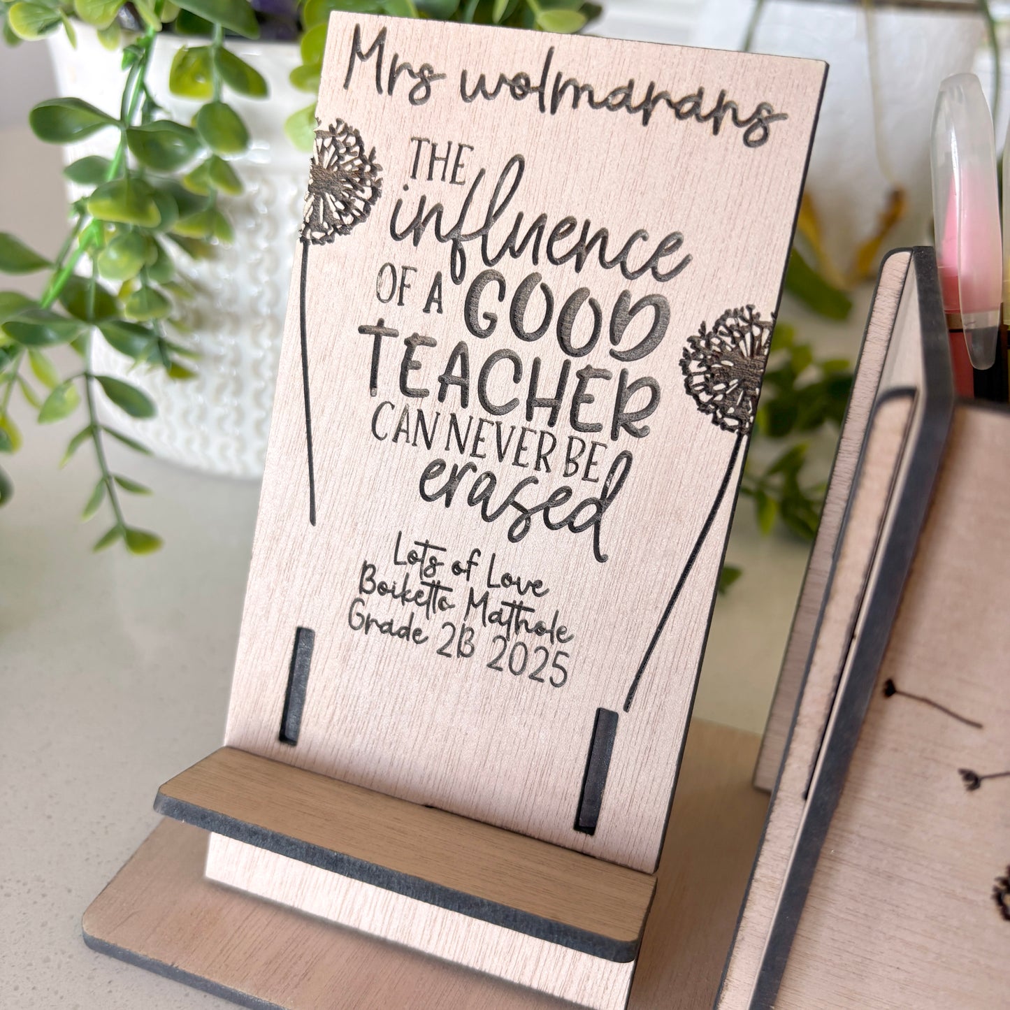 Personalized Wooden Teacher Pencil and phone Holder, Teacher Appreciation Gifts