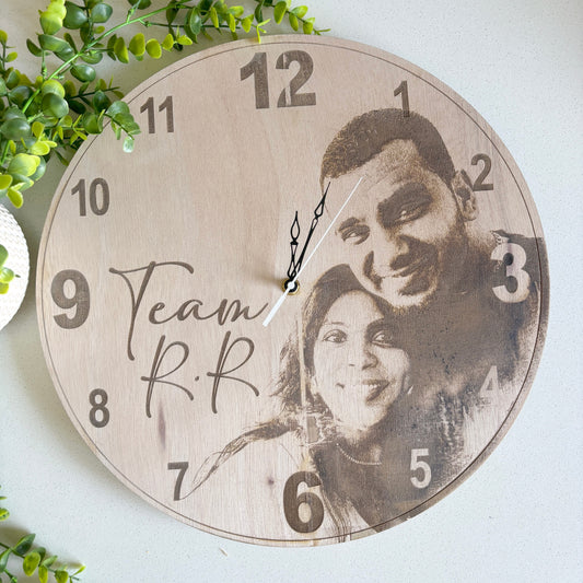 Personalised photo engraved clock