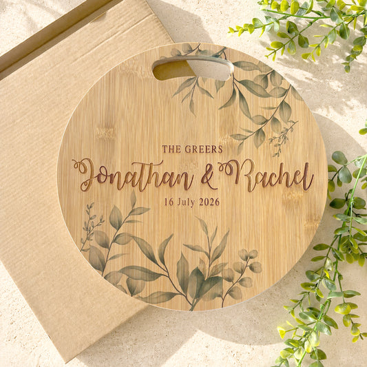 Personalised Wedding Cutting Board with Gift Box Set