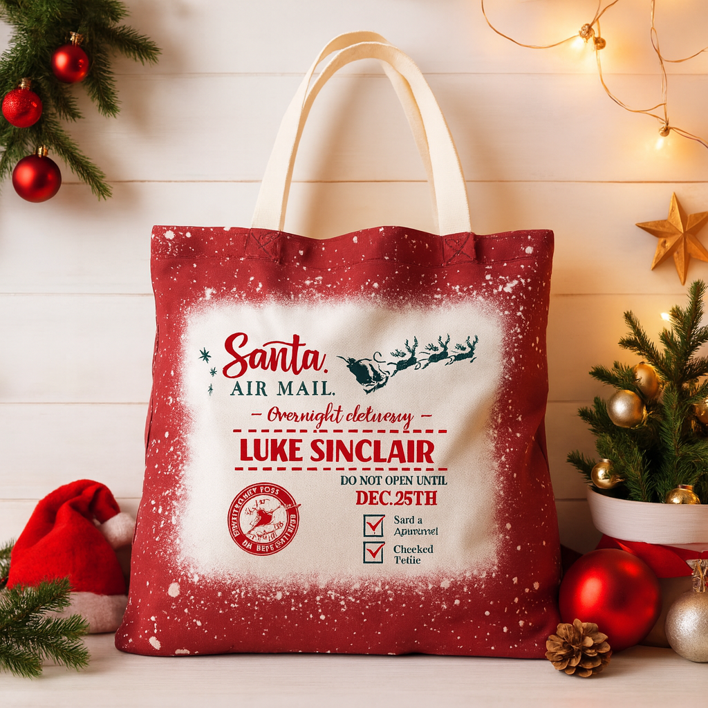 Personalised Air Mail Christmas Santa Tote Bag
