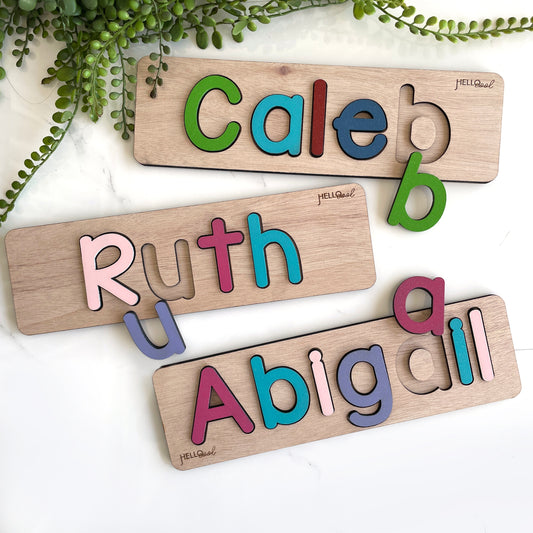 Personalized SINGLE NAME Puzzles - Natural Wood Base