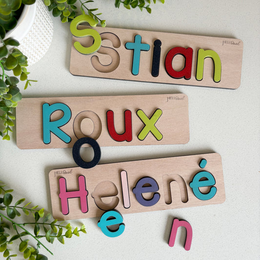Personalized SINGLE NAME Puzzles - Natural Wood Base