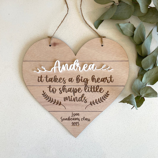 Personalised Slatted Wooden Heart Decor; Teacher Gifts