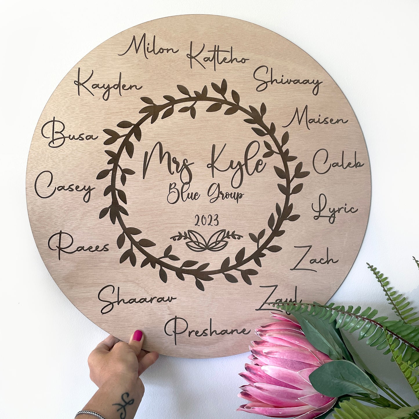 Teacher Plaque personalised and engraved with class names; Teacher appreciation gifts