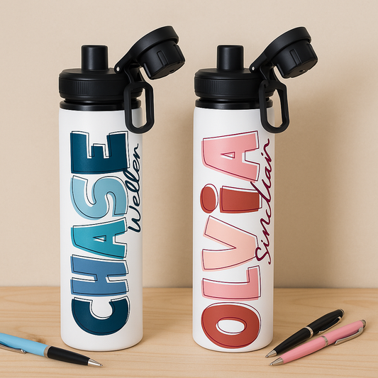 Personalized Name Water Bottles for Boys & Girls