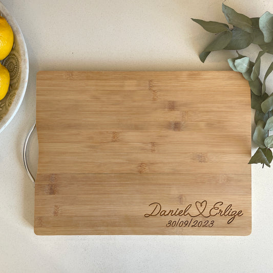 Engraved Cutting Board Personalized With Any 2 names; Personalized Wedding gifts