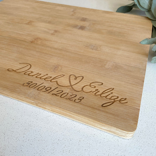Engraved Cutting Board Personalized With Any 2 names; Personalized Wedding gifts