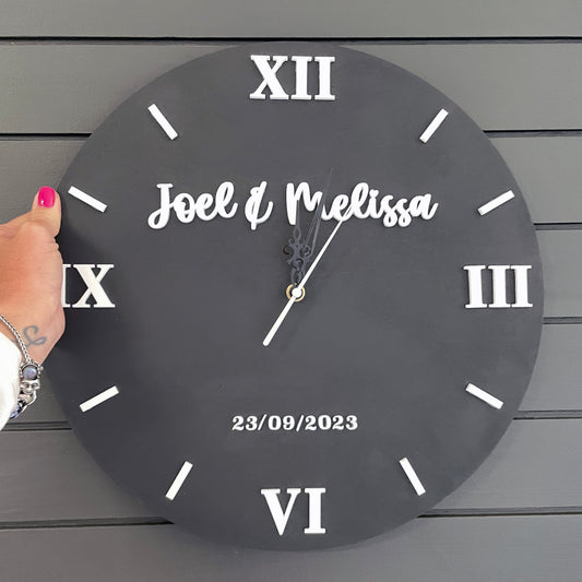 Personalised wedding clock; Wedding gifts