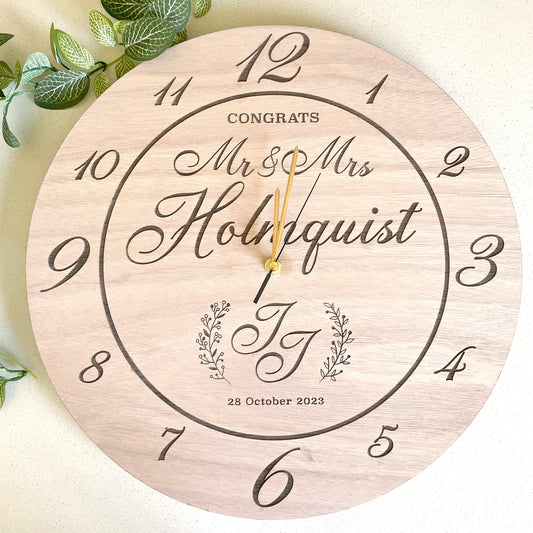Personalized Wedding Engraved Clock; Personalized Wedding Geifts