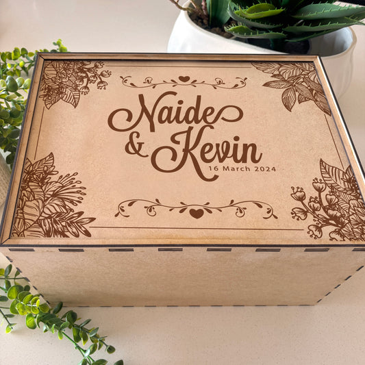 Personalized Wedding Keepsake Box β Engraved with Names & Date