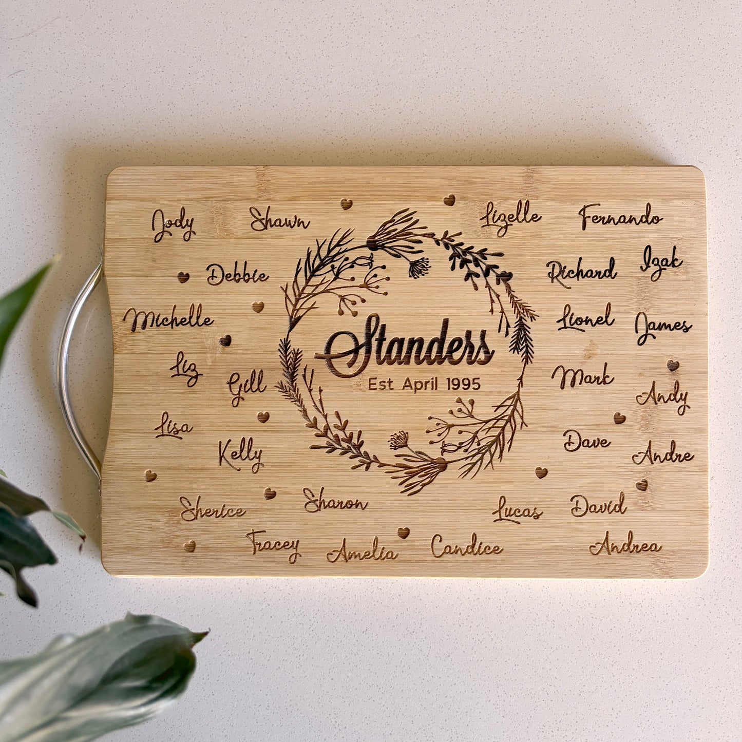 Wreath personalised engraved cutting board