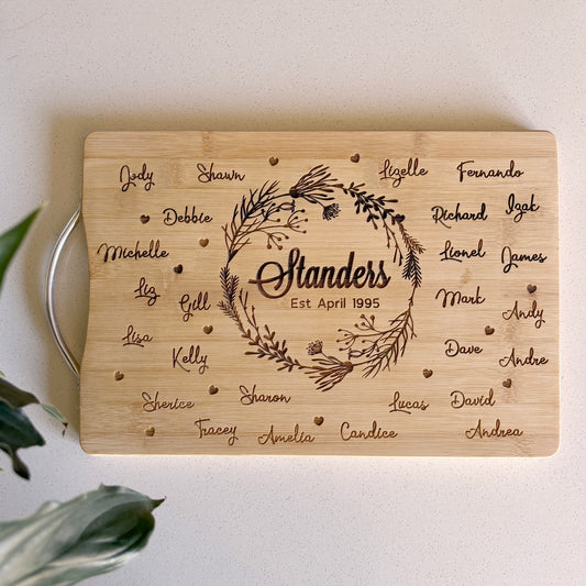 Wreath personalised engraved cutting board