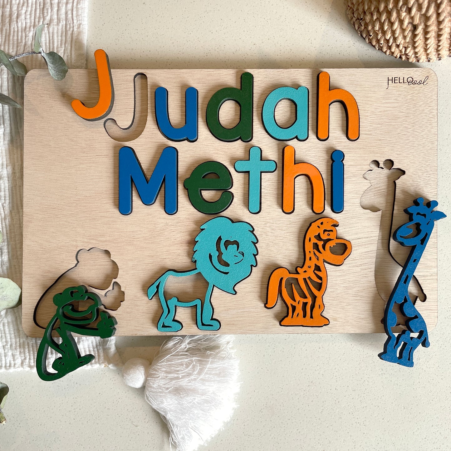 Personalized Zoo Animals Name, Surname and Theme Puzzle