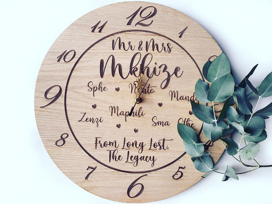 Engraved personalised Wedding Clock