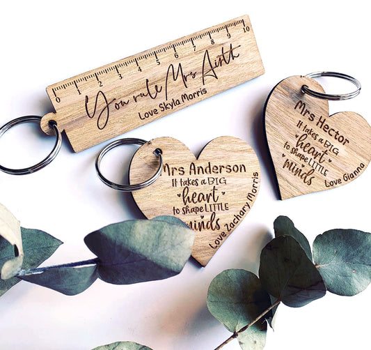 Personalised Teacher Engraved Keyrings