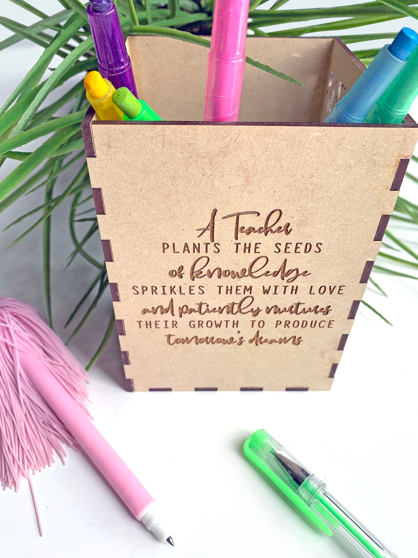 Personalised wooden pencil holder; Teacher appreciation Gift