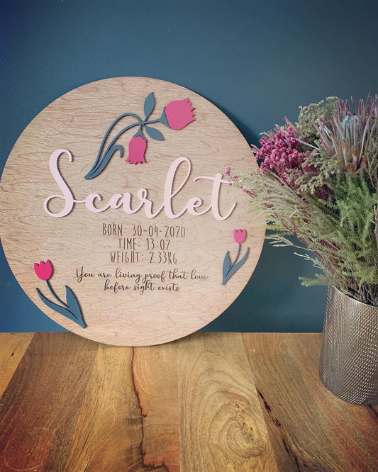 Name and Birth Plaque