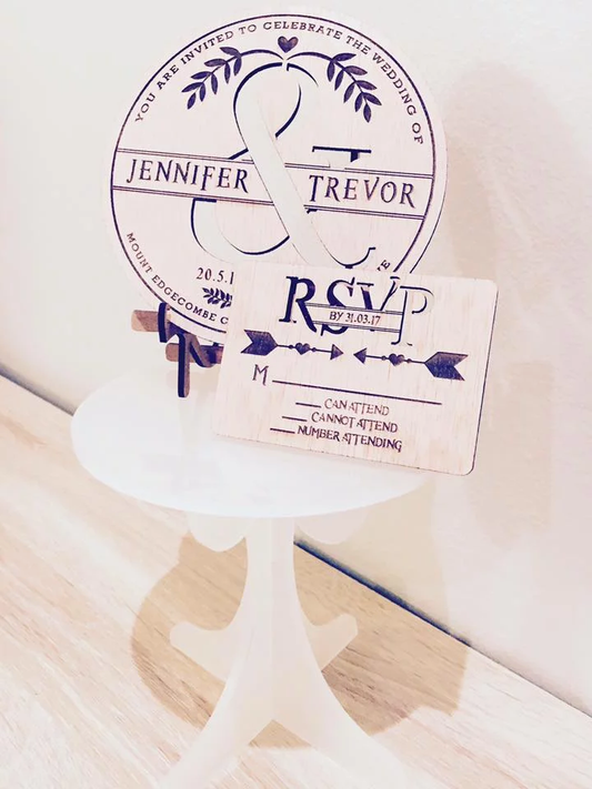 Wooden Engraved and Laser Cut Invitation