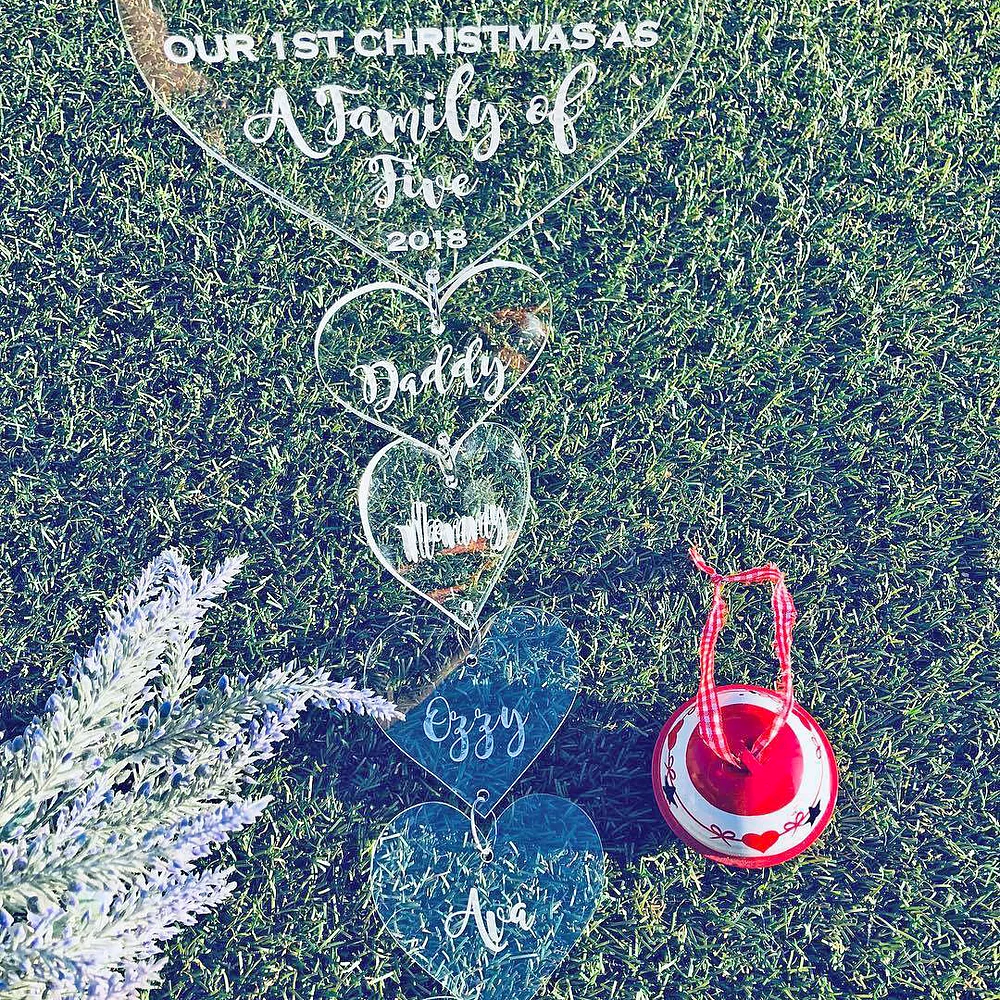 Personalized Family Heart Tree Christmas Decoration – Acrylic Keepsake