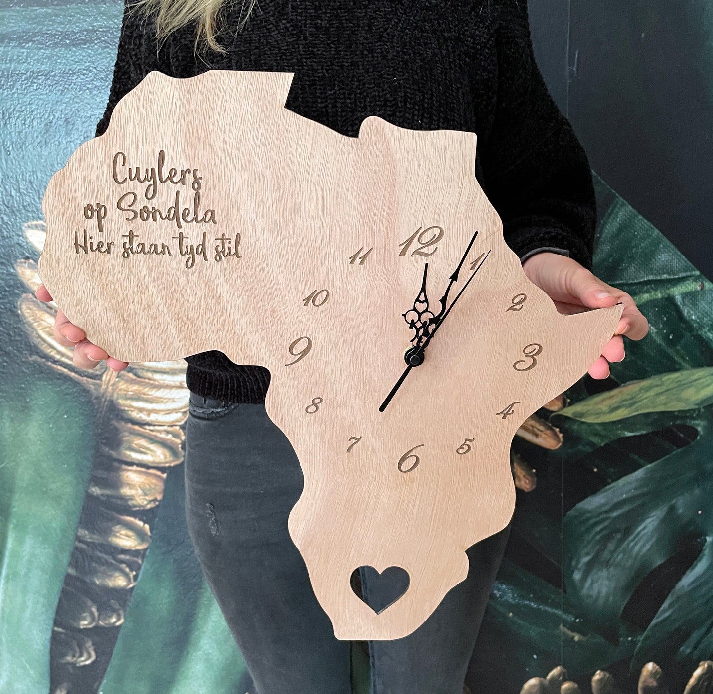 Personalised Wooden Engraved Africa Clock