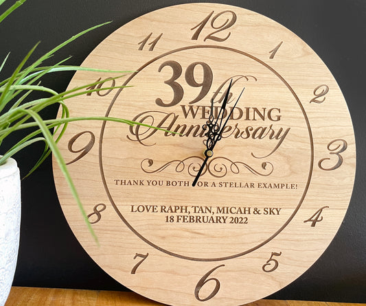 Personalized Engraved Anniversary Clock β Custom Names & Date