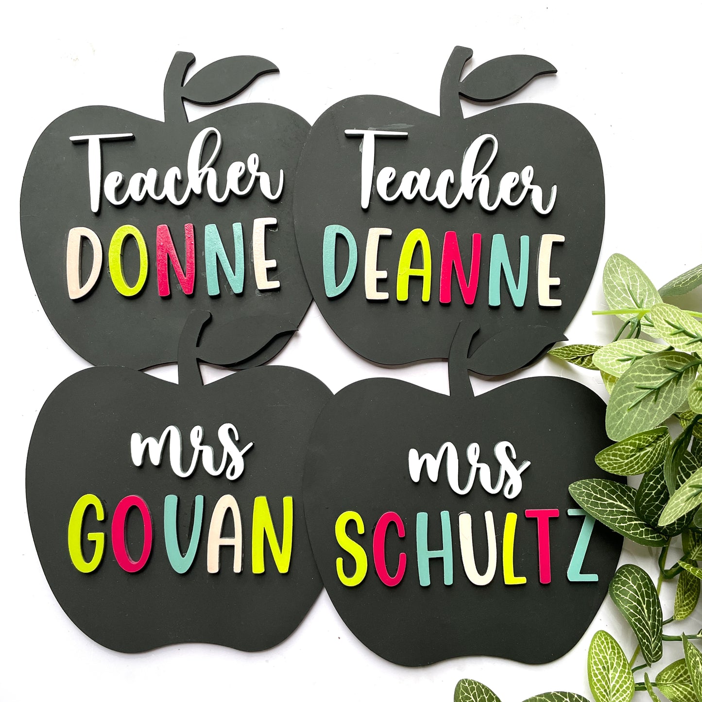 Personalized Apple Shaped Teacher Name Desk Sign