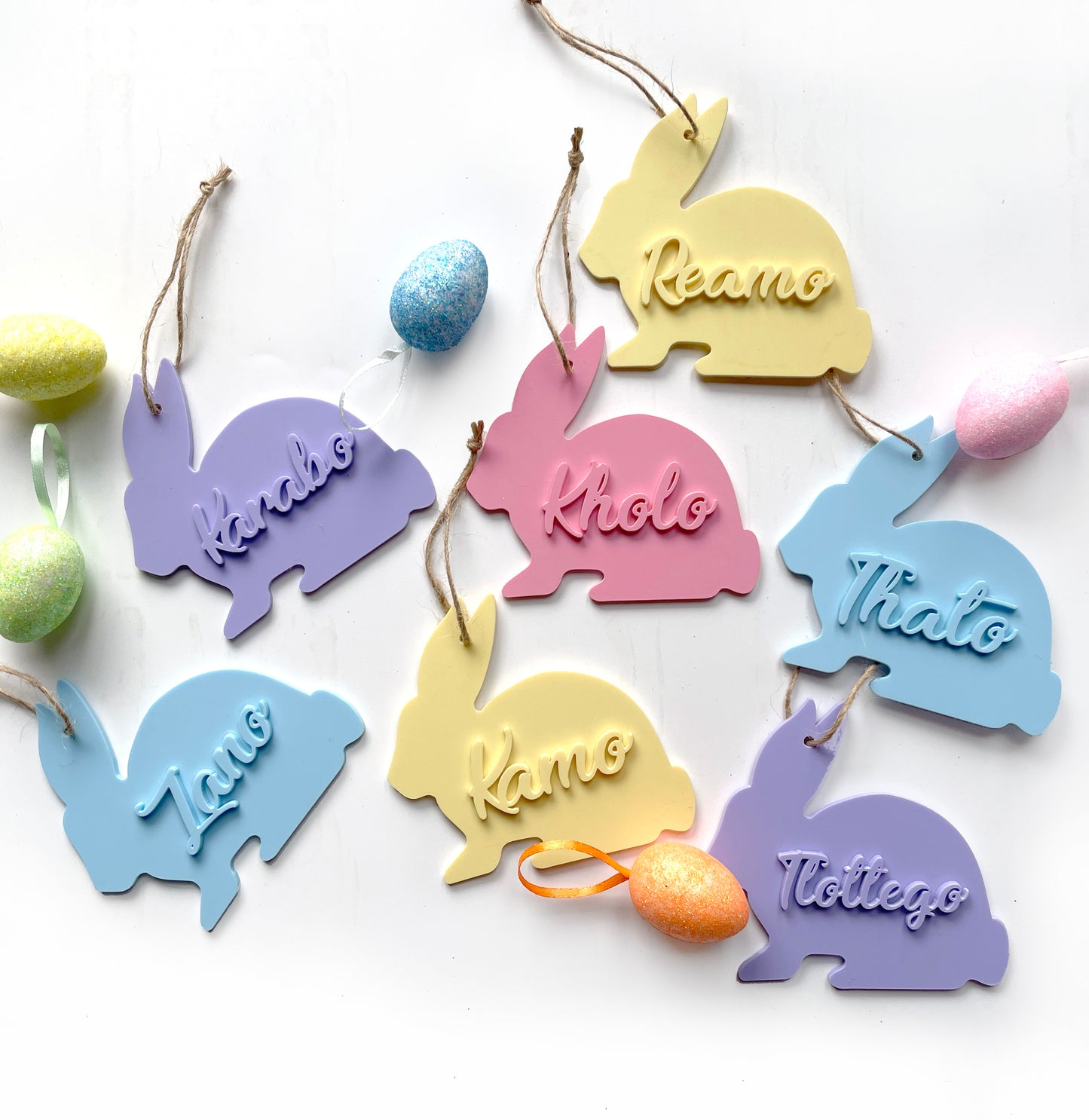 Pastel Acrylic personalised Easter bunnies