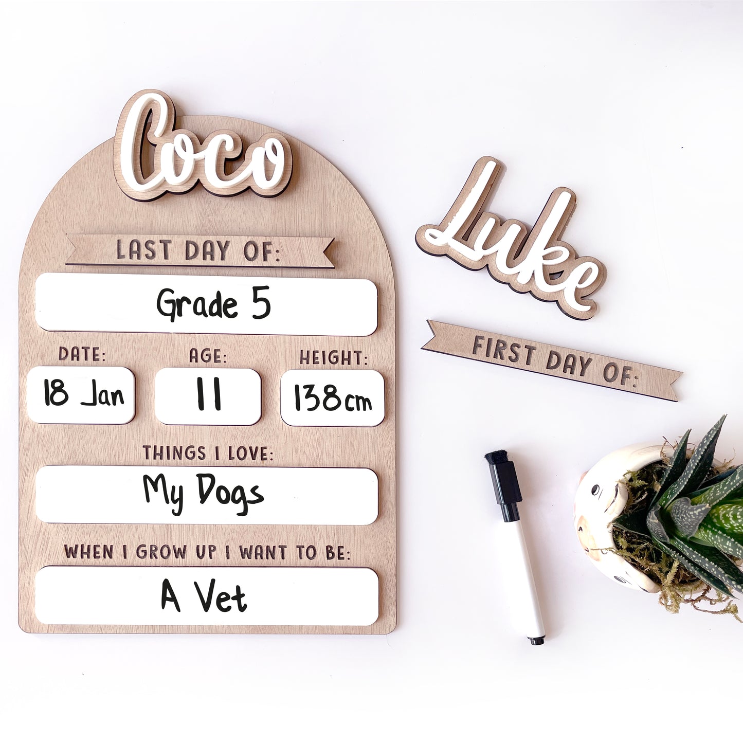 Personalised Back to School Boards Large with Interchangeable Names